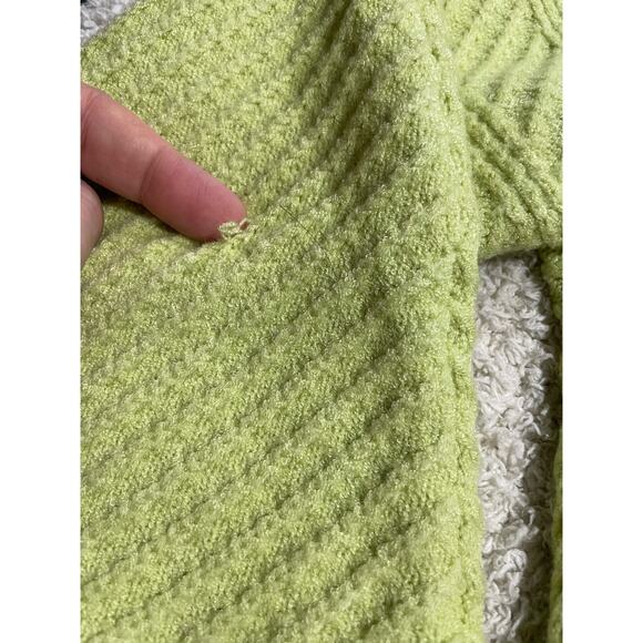 Tahari Women's Size Medium Cable Knit Long Balloon Sleeve Sweater Lime Green - Picture 6 of 10